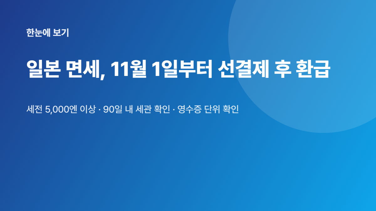2026년 11월부터 달라지는 일본 면세 환급 방식 요약